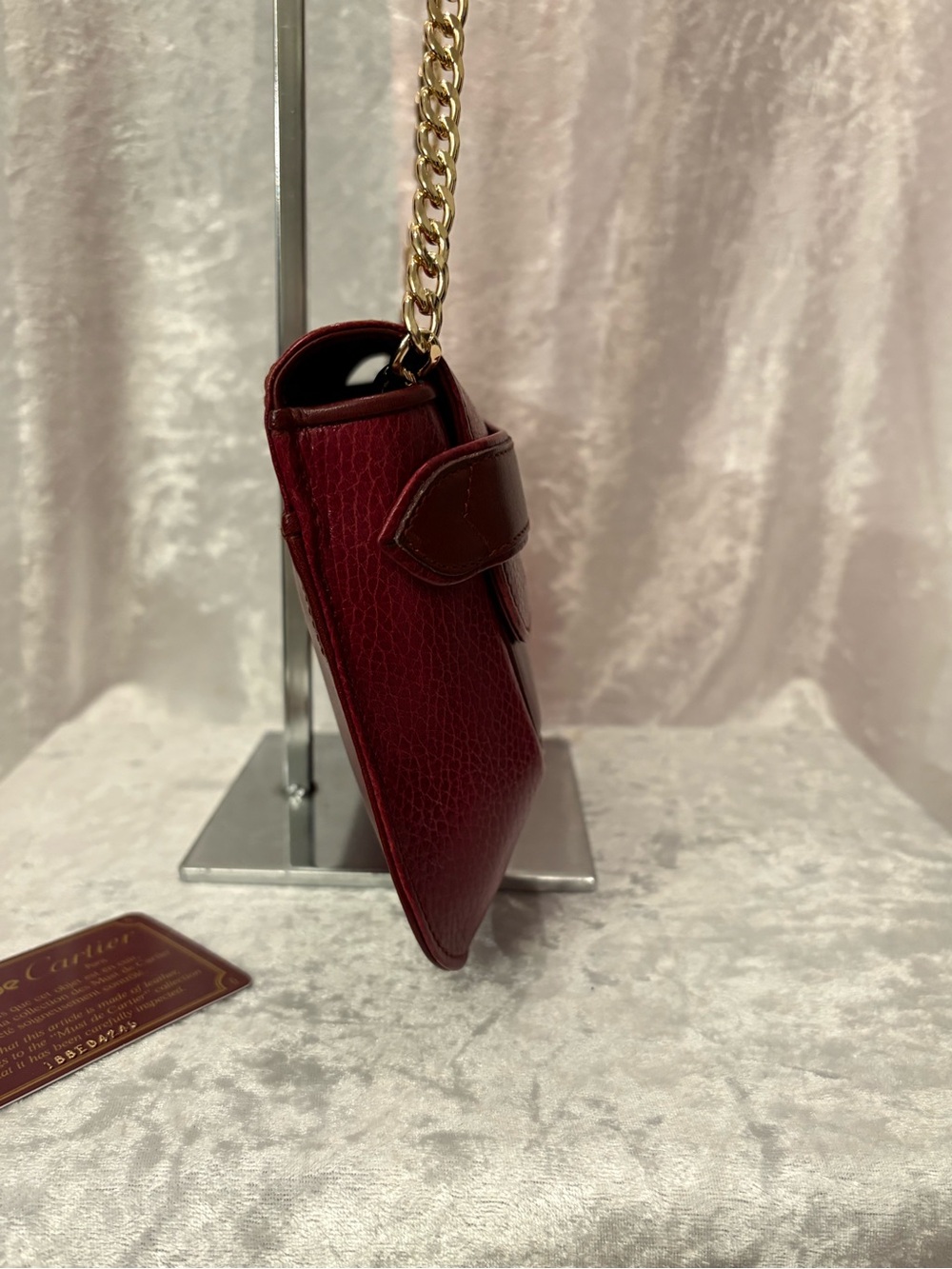 Cartier Must de Cartier Vintage Pebbled Leather Clutch Bordeaux COA - Picture 4 of 8